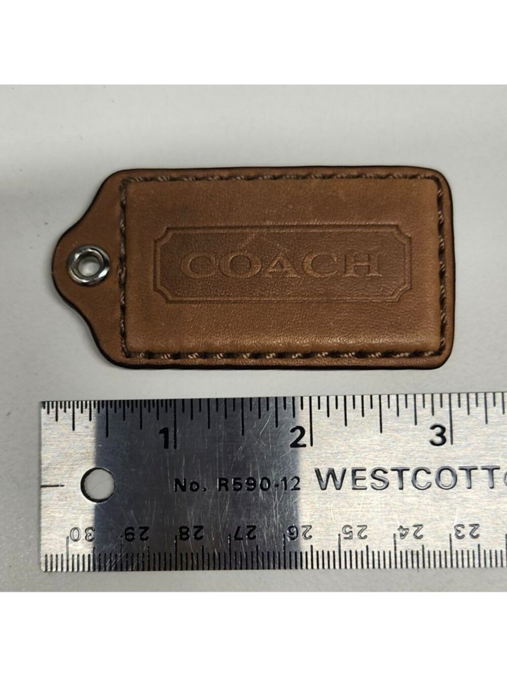 Coach Leather Hang Tag Silver Hardware hangtag fob - Picture 3 of 4